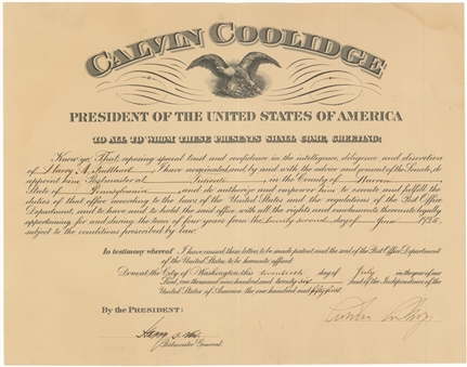 1926 Calvin Coolidge Signed Presidential Appointment (Beckett)